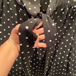 NEW NWT - Kiss Bow Blouse Black White Polka Dots 3/4 sleeves - Size XL
